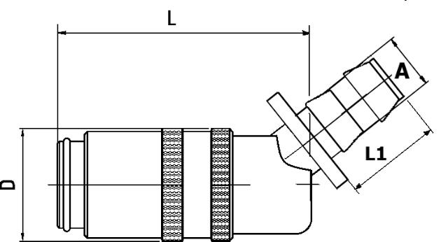 Pikaliitin Push Lock 45°